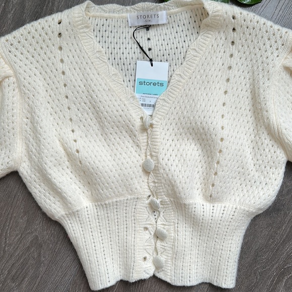 Storets Flora Chunky Knit Cardigan Ivory button front - Picture 9 of 12